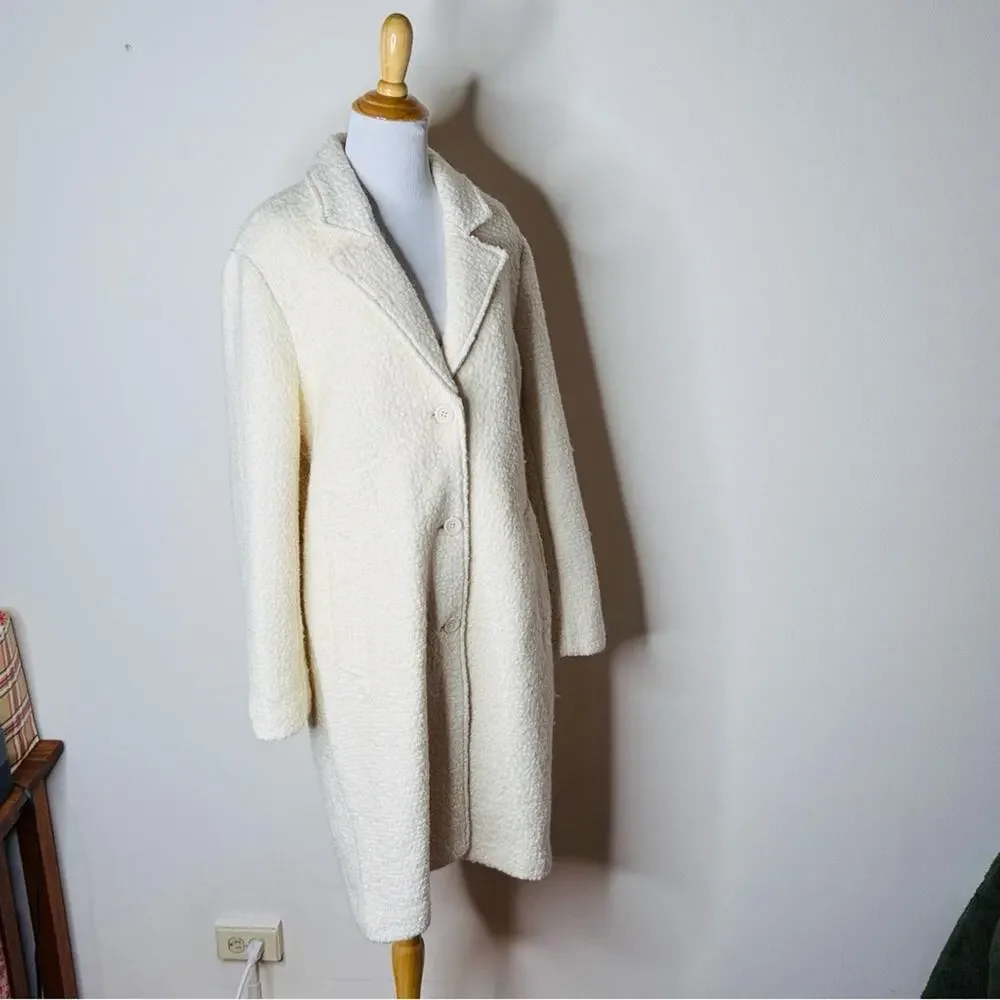 Abercrombie Ivory Wool Blend Dad Coat